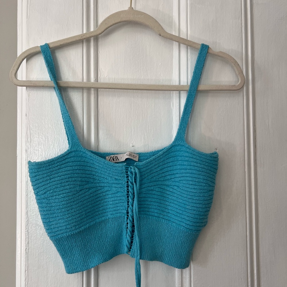 Zara Turquoise Knit Crop Top